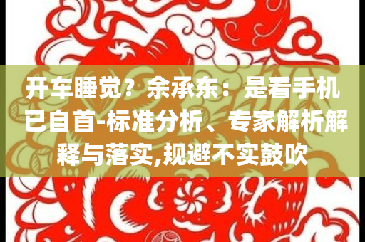 開車睡覺？余承東：是看手機(jī) 已自首-標(biāo)準(zhǔn)分析、專家解析解釋與落實(shí),規(guī)避不實(shí)鼓吹