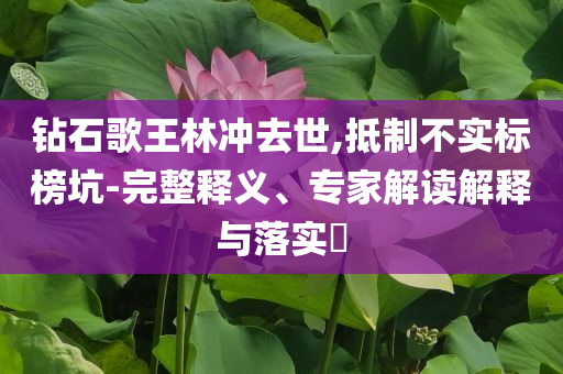 鉆石歌王林沖去世,抵制不實(shí)標(biāo)榜坑-完整釋義、專(zhuān)家解讀解釋與落實(shí)?