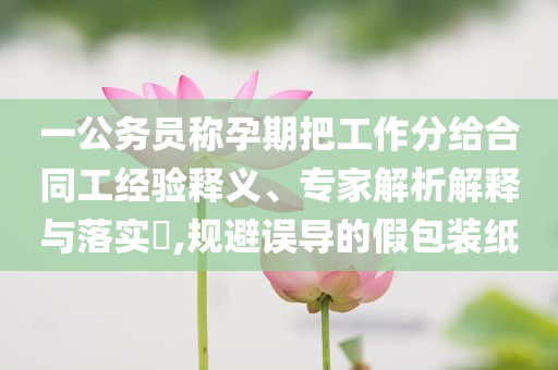 一公務(wù)員稱孕期把工作分給合同工經(jīng)驗(yàn)釋義、專家解析解釋與落實(shí)?,規(guī)避誤導(dǎo)的假包裝紙