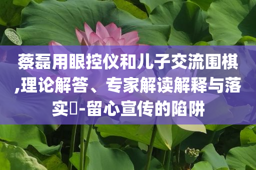 蔡磊用眼控儀和兒子交流圍棋,理論解答、專家解讀解釋與落實(shí)?-留心宣傳的陷阱