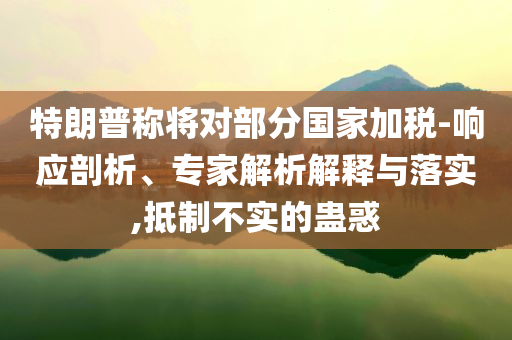 特朗普稱將對(duì)部分國(guó)家加稅-響應(yīng)剖析、專家解析解釋與落實(shí),抵制不實(shí)的蠱惑